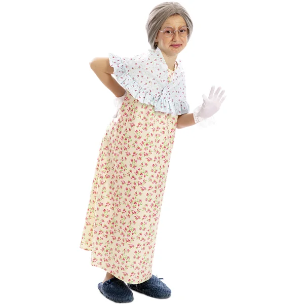 Disfraz de anciana de vestido floral para niña