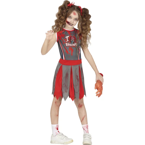Disfraz de animadora zombie gris para niña
