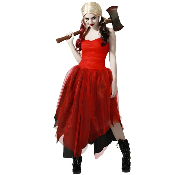 Disfraz de arlequín rojo para mujer