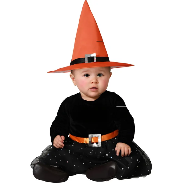 Disfraz de bruja naranja para bebé niña
