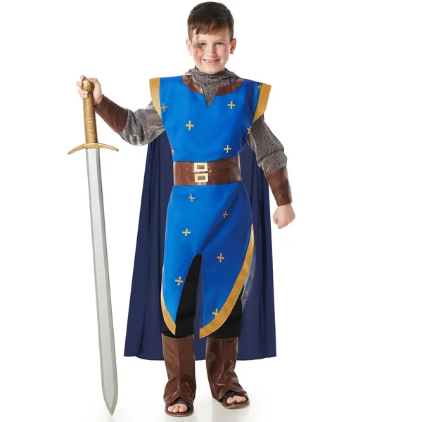 Disfraz de caballero medieval cristiano azul infantil