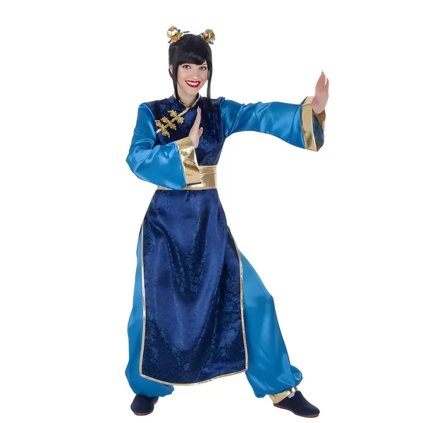 Disfraz de chino oriental azul para mujer