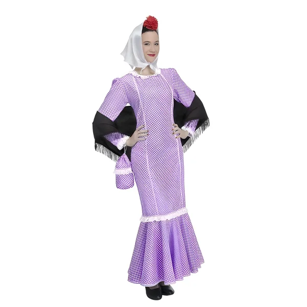 Disfraz de chulapa lila para mujer