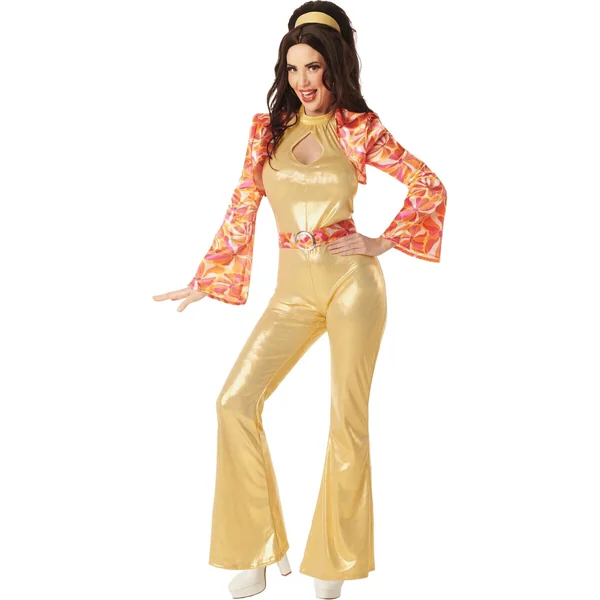 Disfraz de estilo disco dorado para mujer