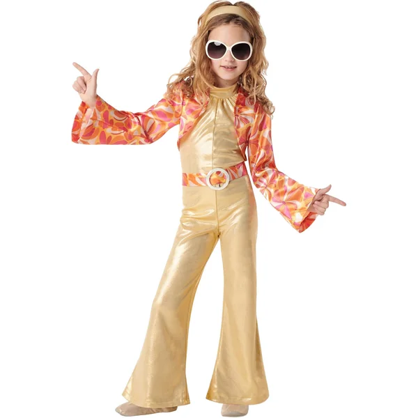 Disfraz de estilo disco dorado para niña