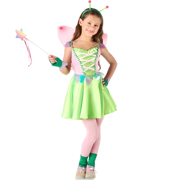 Disfraz de hada rosa y verde para niña