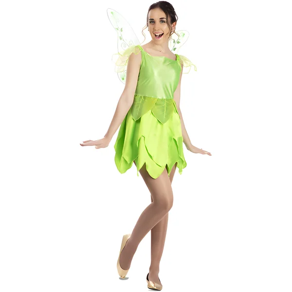 Disfraz de hada verde con alas para mujer