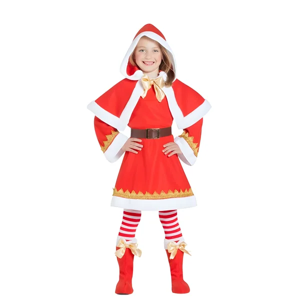 Disfraz de Mamá Noel con capa para niña
