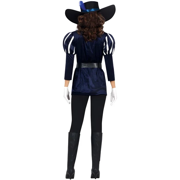 Disfraz de mosquetero azul elegante para mujer - Imagen 2