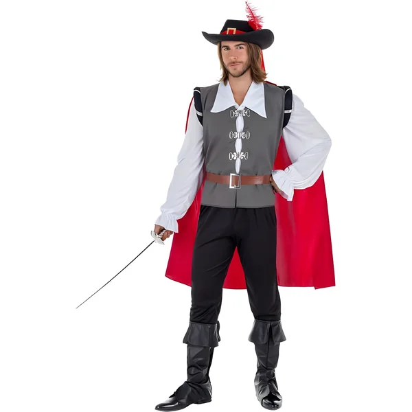 Disfraz de mosquetero clásico gris para hombre