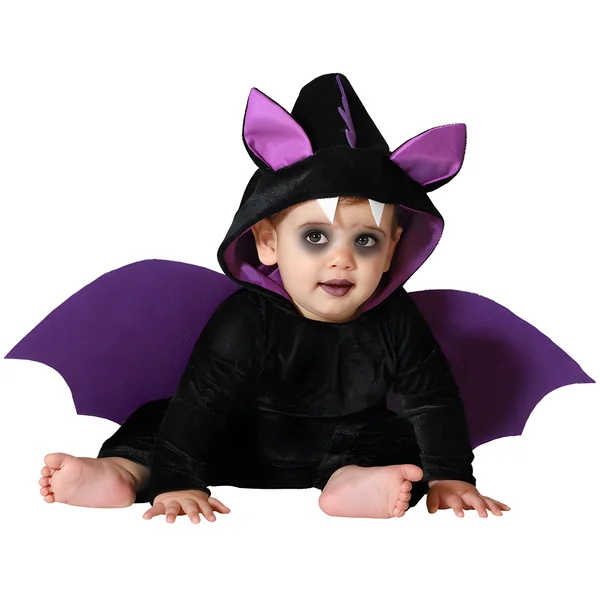Disfraz de murciélago negro y morado para bebé
