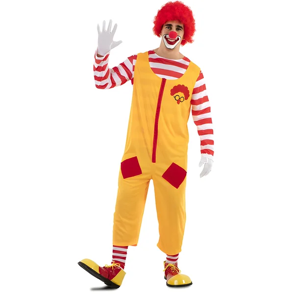 Disfraz de payaso amarillo y rojo para hombre