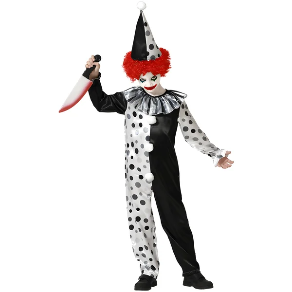 Disfraz de payaso monocromo de Halloween infantil