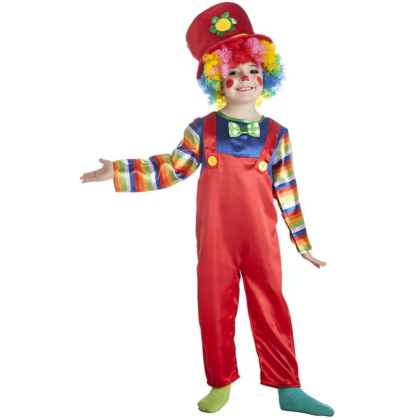 Disfraz de payaso rojo con sombrero infantil