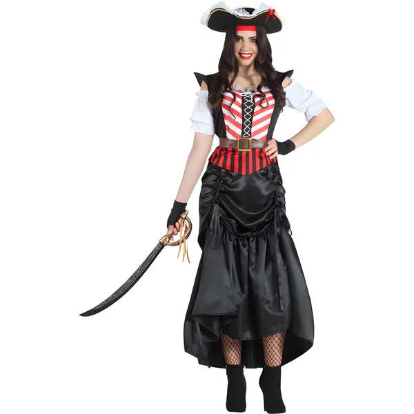 Disfraz de pirata con falda ajustable para mujer