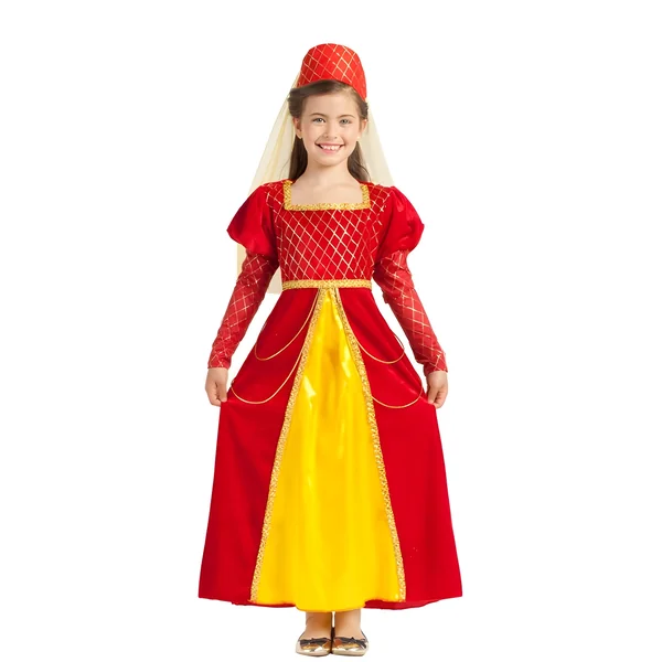 Disfraz de reina medieval rojo para niña