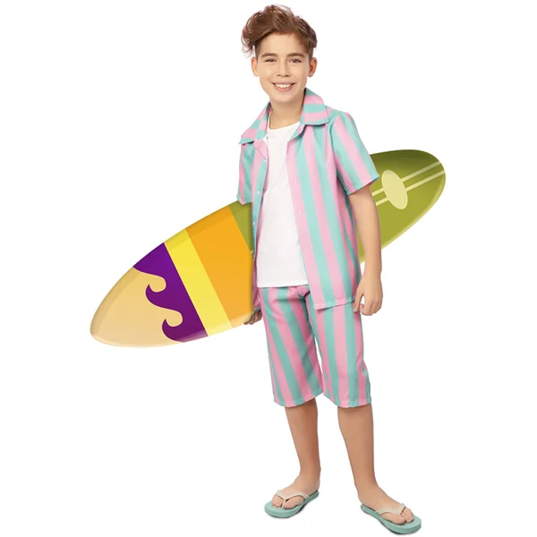 Disfraz de surfista a rayas para niño