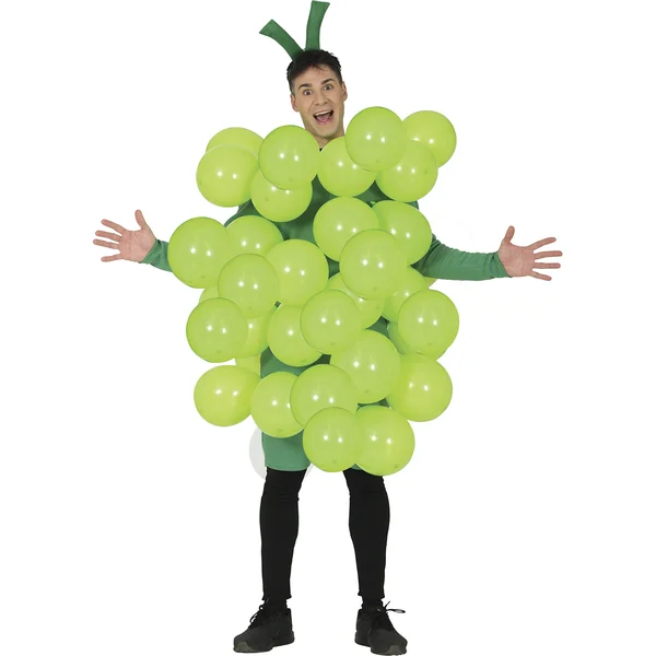Disfraz de uva verde con globos para adulto