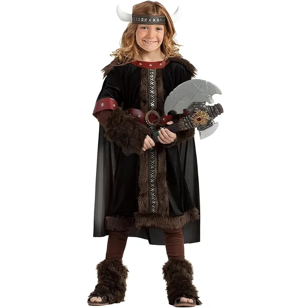 Disfraz de vikingo escandinavo negro para niño
