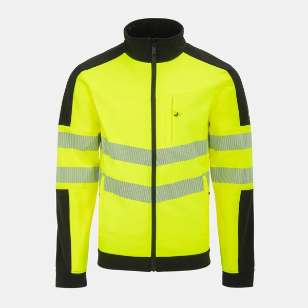 Dunlop Men's Softshell Waterproof Wind-Resistant Reflective Hi-Vis Jacket
