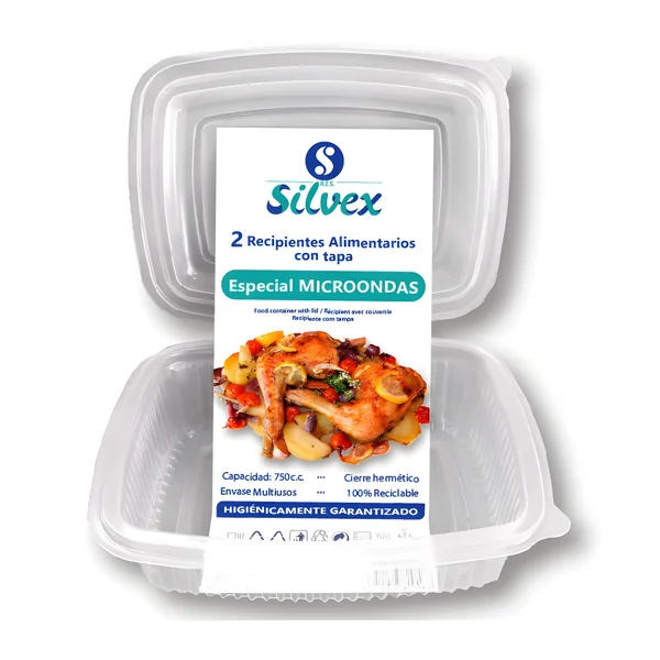 Envase de 0,75 L desechable con tapa bisagra - 2 unidades