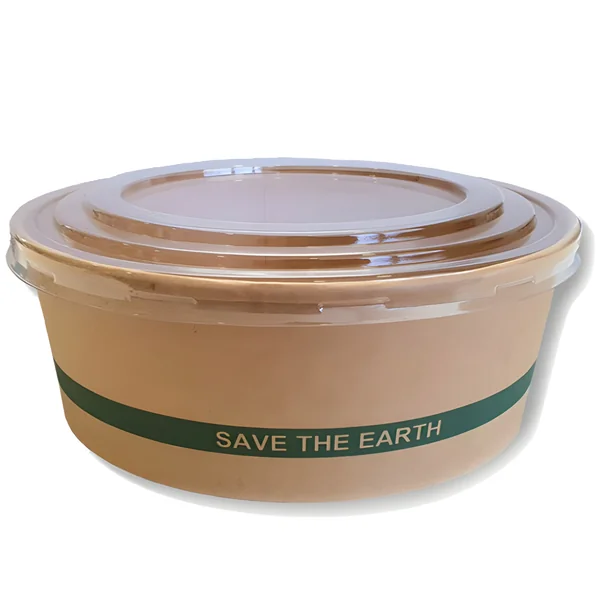 Envase de 1,3 L biodegradable con tapadera para Poke - 2 unidades