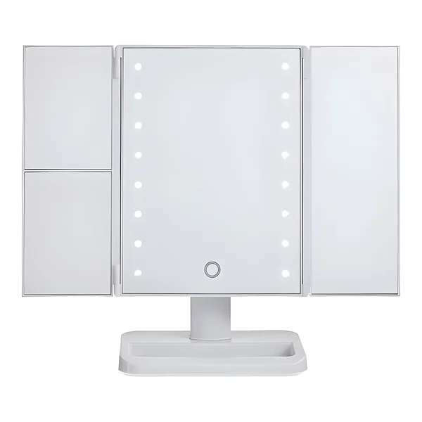 Espejo de aumento de 29 x 17 cm abatible con LED
