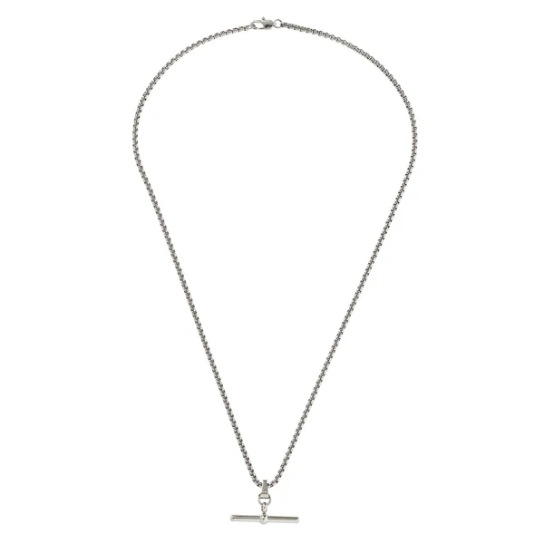 Fabric Men's T Bar Metal Chain Necklaces