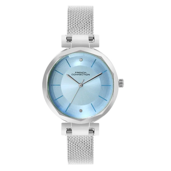 FCUK Silver Case Round Shape Silver Strap Quartz Watch
