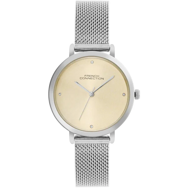 FCUK Silver Case Round Shape Silver Strap Quartz Watch