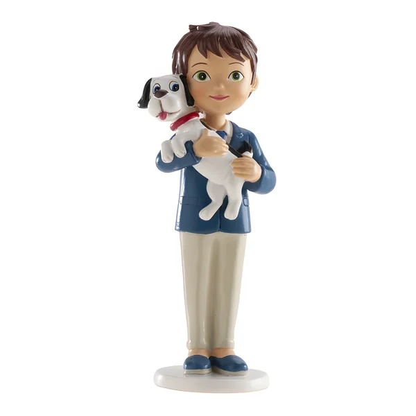 Figura para tarta de Mi Primera Comunión con perro - 16,5 cm