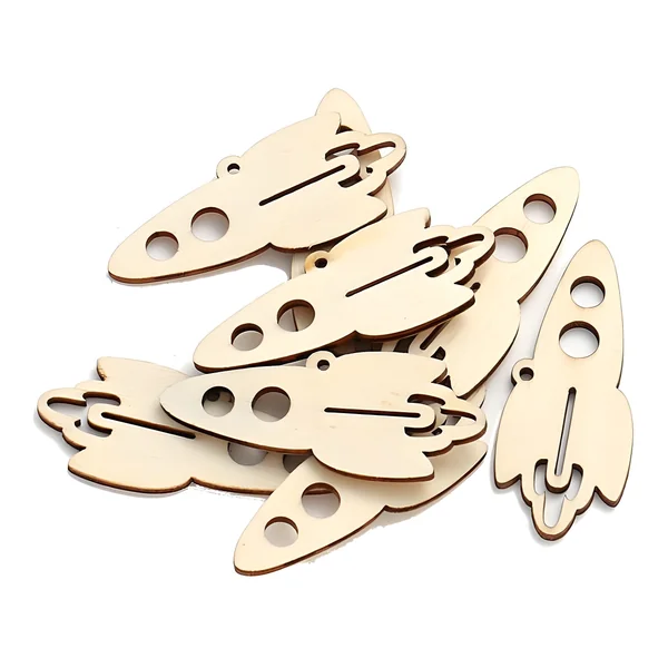 Figuras de madera de cohete de 5,5 cm - 8 unidades