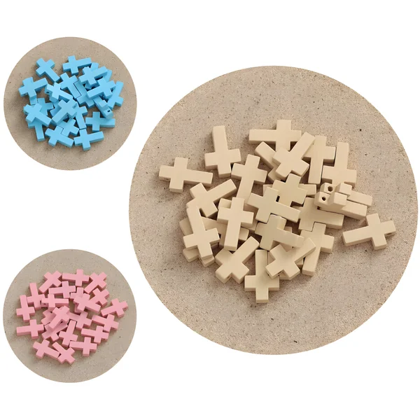 Figuras de madera de cruces de 2,3 cm - 24 unidades