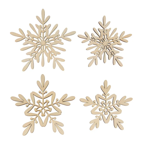 Figuras de madera troquelada de copos de nieve - 6 unidades