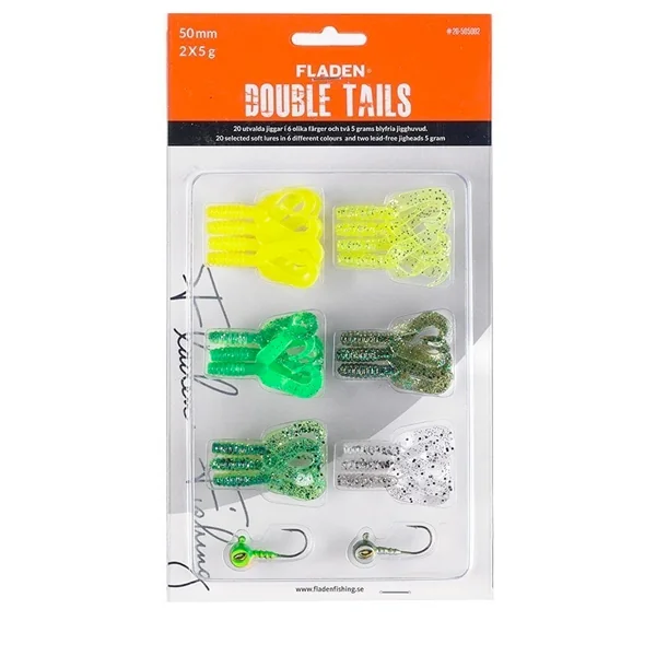 Fladen Soft lure Surtido Cola Doble 50 mm, Verde