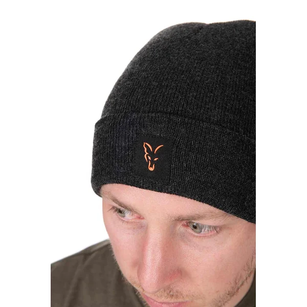 Fox Collection Gorro Beanie Negro/Naranja - Imagen 2