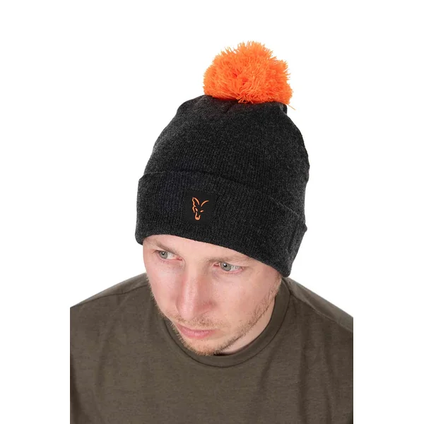 Fox Collection Gorro con Pompón Negro/Naranja - Imagen 3