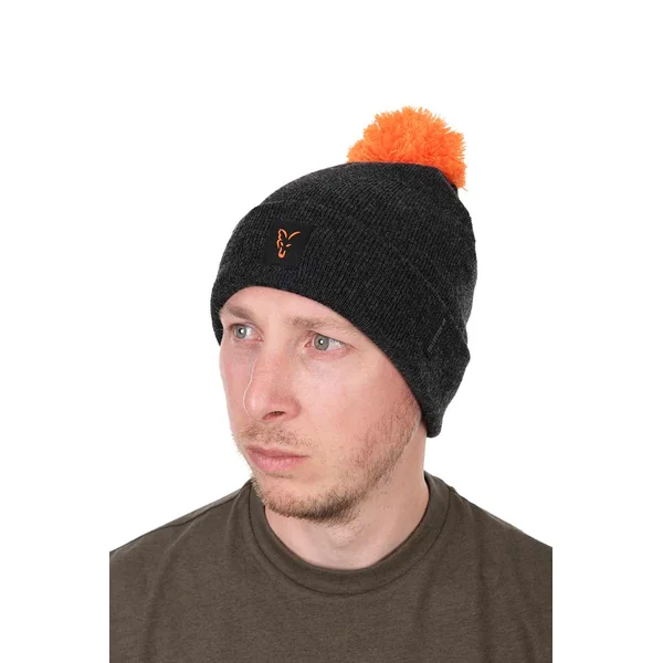 Fox Collection Gorro con Pompón Negro/Naranja - Imagen 4