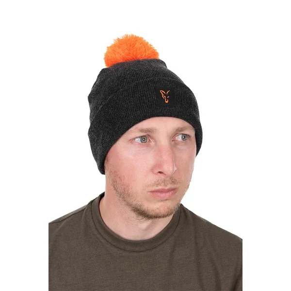 Fox Collection Gorro con Pompón Negro/Naranja - Imagen 5