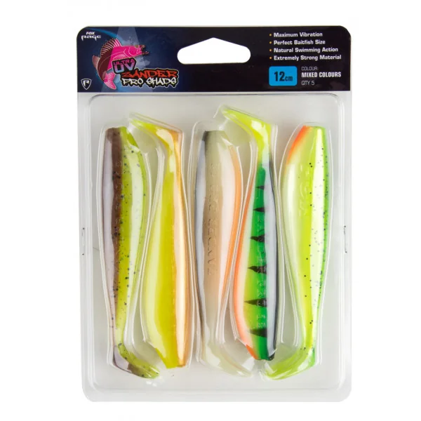 Fox Rage Zander Pro Shad Mixed UV Colour Pack (5pcs) 10cm