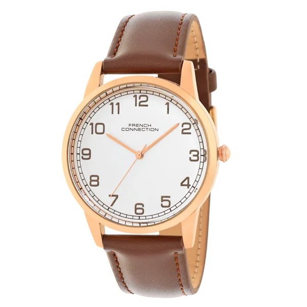 French Connection Rose Case Round Shape Black Strap Quartz Watch - Imagen 2