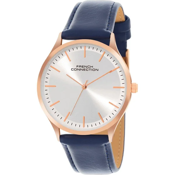 French Connection Rose Case Round Shape Blue Strap Quartz Watch - Imagen 2