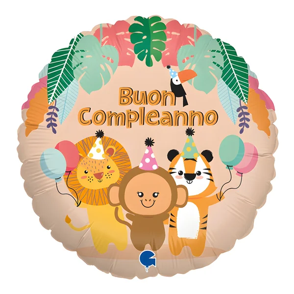 Globo de Buon Compleanno Giungla de 46 cm - Grabo