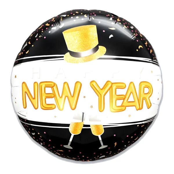 Globo de Happy New Year amarillo de 51 x 45 cm