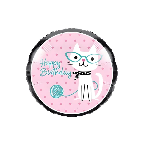 Globo Happy Birthday de Gatos de 43 cm - Creative Converting