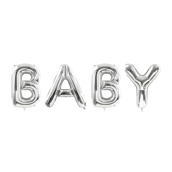 Globo letras Baby plateado de 262 x 86 cm - PartyDeco