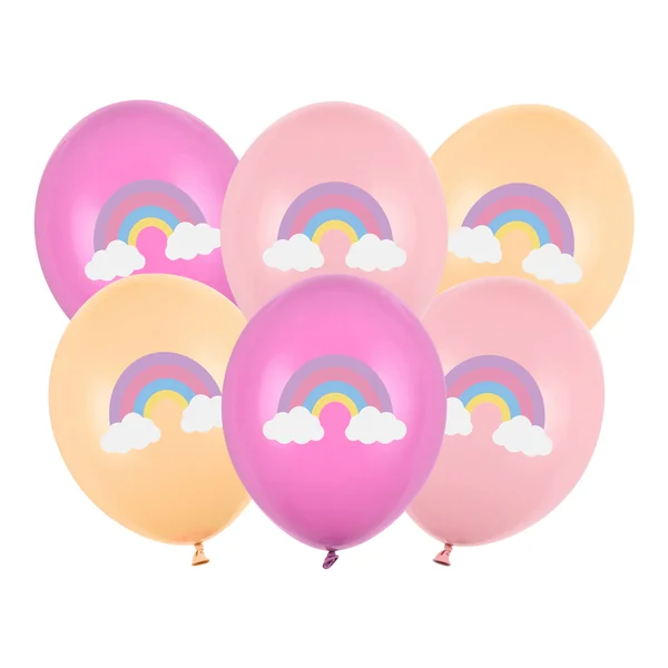 Globos de látex de Arcoíris de 30 cm - 6 unidades