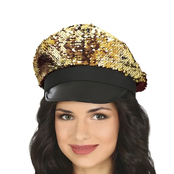 Gorra de lentejuelas con visera
