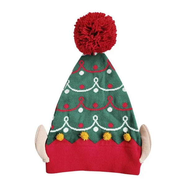 Gorro navideño de elfo rojo y verde
