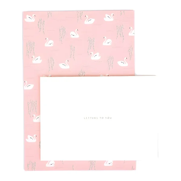 Hojas con sobres para carta de cisnes - 6 piezas